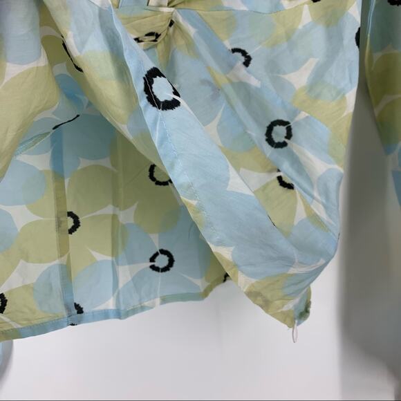 Philippe Adec Paris Small Silk Blouse Floral White Blue Side Zip - Picture 5 of 13